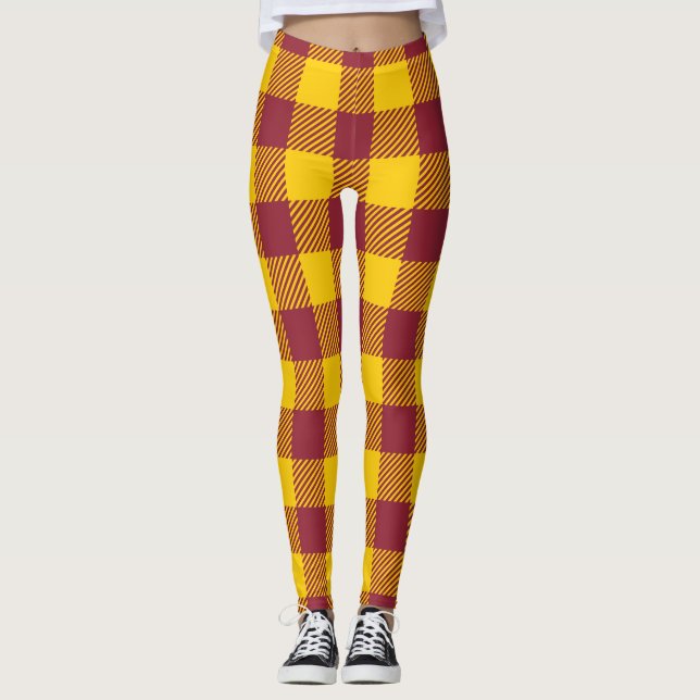 Buffalo Plaid - Red and Gold Leggings (Front)