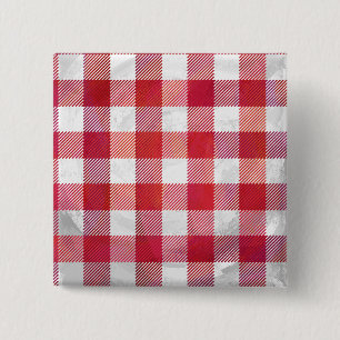 Buffalo Plaid Red and White 2 Inch Square Button