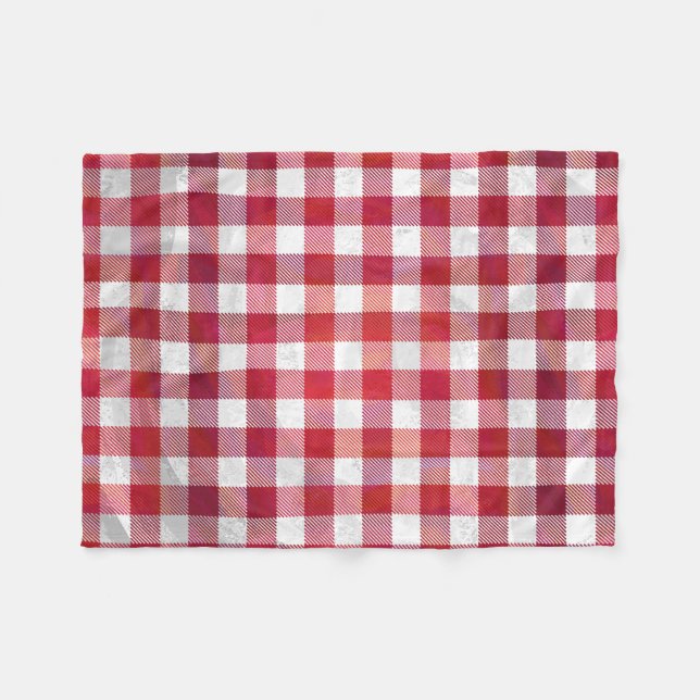 Buffalo Plaid Red and White Fleece Blanket (Front (Horizontal))