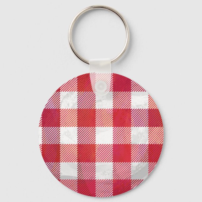 Buffalo Plaid Red and White Keychain (Front)