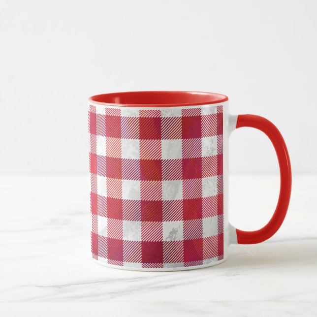 Buffalo Plaid Red and White Mug (Right)