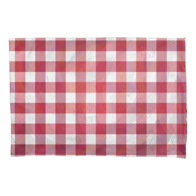 Buffalo Plaid Red and White Pillowcase (Front)