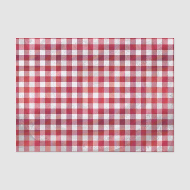 Buffalo Plaid Red and White Tissue Paper (Front)