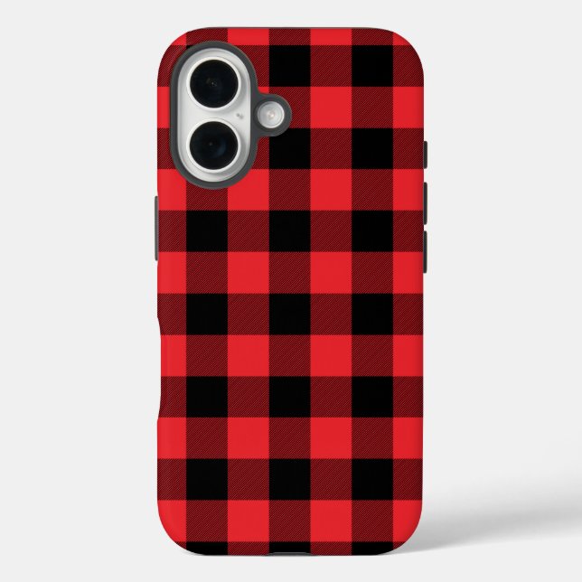 Buffalo Plaid Red Black Check Case-Mate iPhone Case (Back)