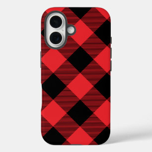 Buffalo Plaid Red Black Check iPhone 16 Case