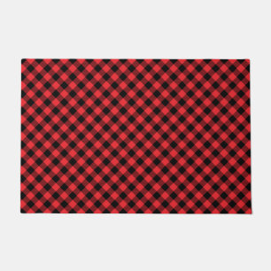 Buffalo Plaid Red Black Check Doormat