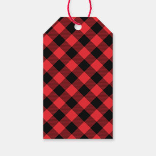 Buffalo Plaid Red Black Check Gift Tags