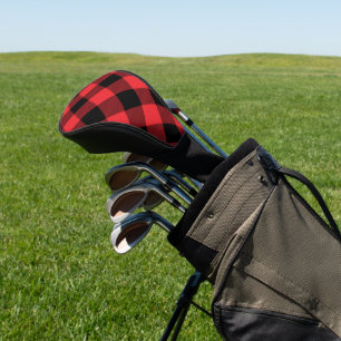 Buffalo Plaid Red Black Check Golf Head Cover