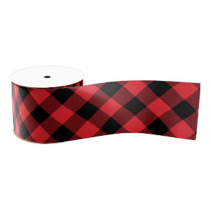 Buffalo Plaid Red Black Check Grosgrain Ribbon