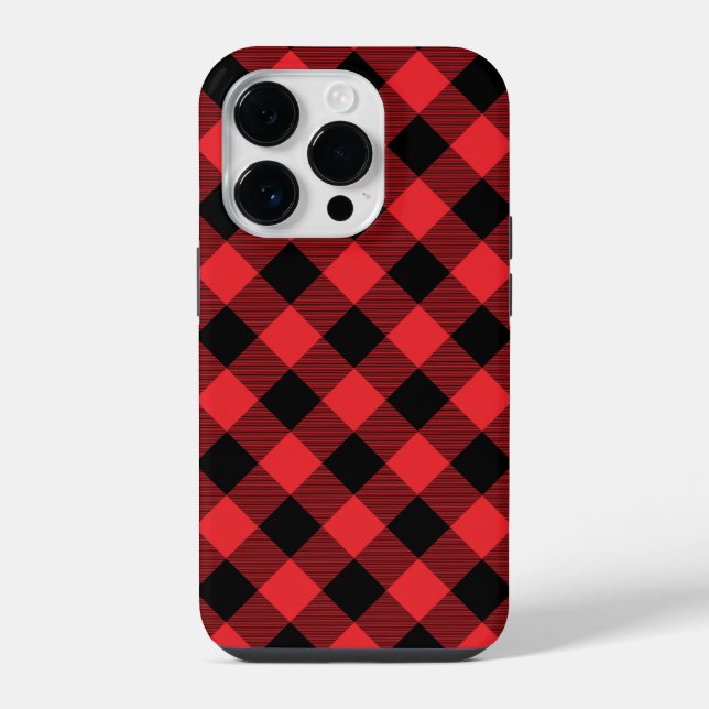 Buffalo Plaid Red Black Check iPhone Case (Back)