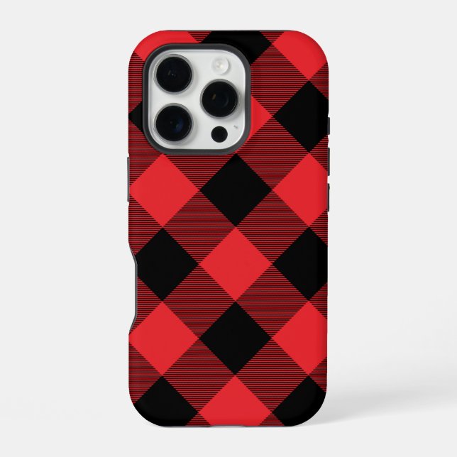 Buffalo Plaid Red Black Check iPhone Case (Back)