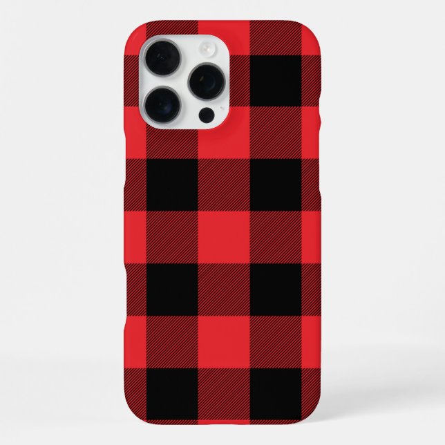 Buffalo Plaid Red Black Check iPhone Case (Back)