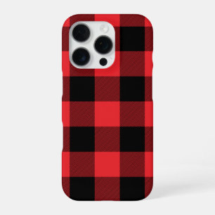 Buffalo Plaid Red Black Check iPhone 16 Pro Case