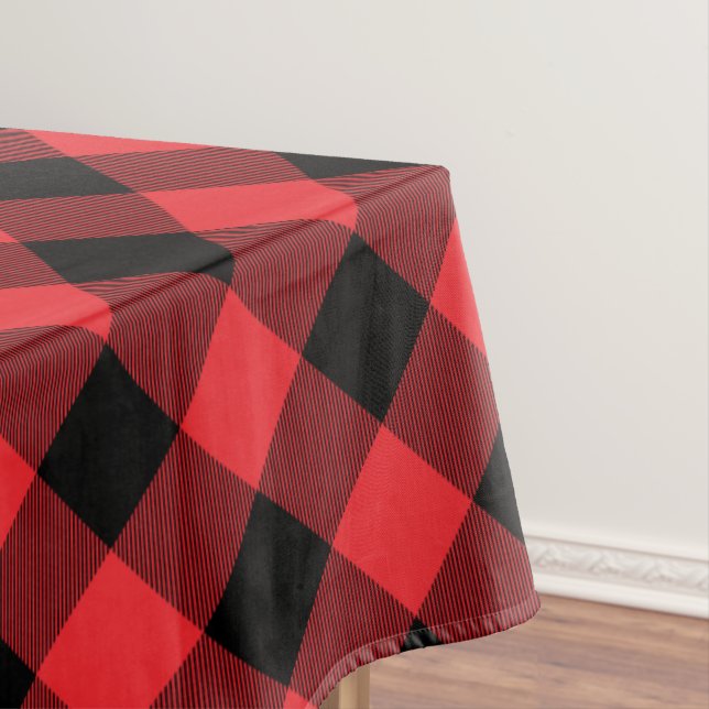 Buffalo Plaid Red Black Check Tablecloth (In Situ)