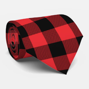 Buffalo Plaid Red Black Check Tie