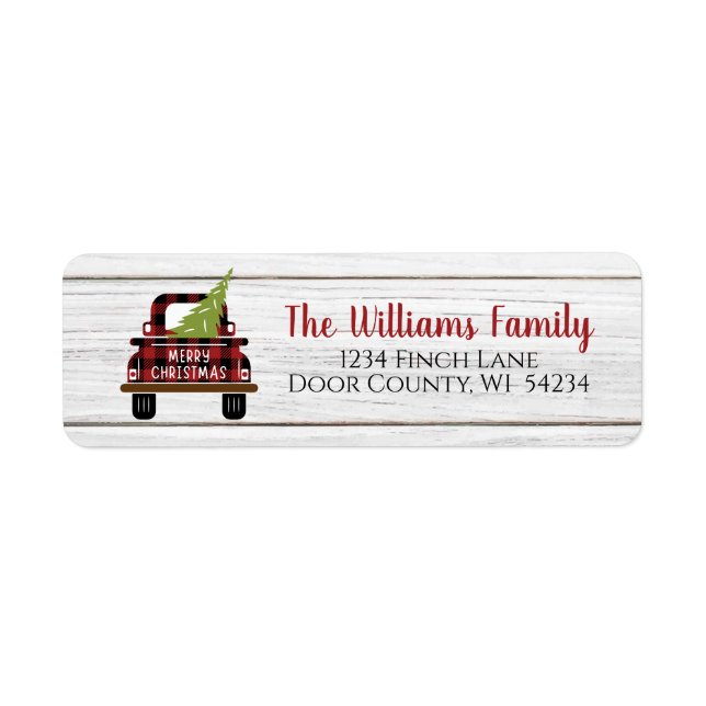 Buffalo Plaid Red Truck Christmas Adresse de retou (Devant)