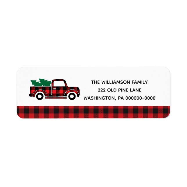 Buffalo Plaid Red Vintage Camion Christmas Address (Devant)