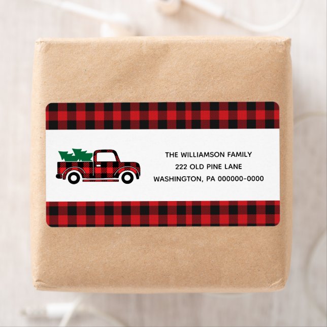 Buffalo Plaid Red Vintage Truck Livraison de Noël (En situation)