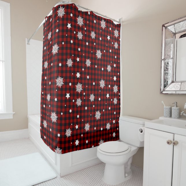 buffalo plaid red winter snowflake (In Situ)