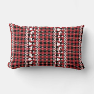Buffalo Plaid Reindeer Fair Isle Lumbar Pillow