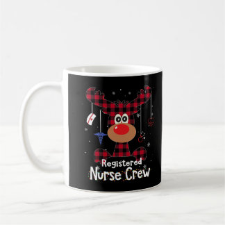 Buffalo Plaid Reindeer Registered Nurse Crew Merry Coffee Mug