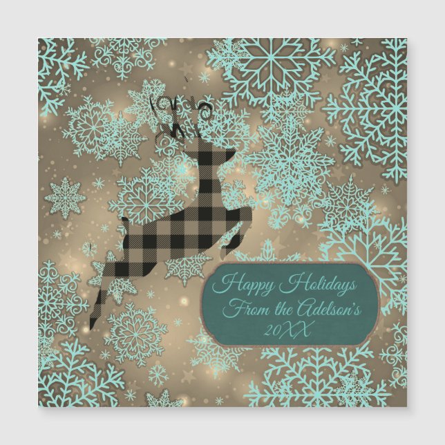 Buffalo Plaid Reindeer Snowflake Personalized  (Front)