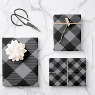 Buffalo Plaid Rob Roy Check Grey Plaid Pattern Wrapping Paper Sheet