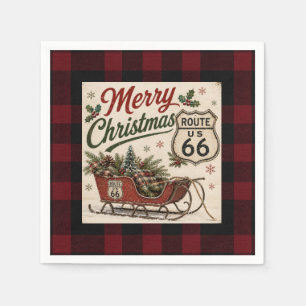 Buffalo Plaid Route 66 Holiday Table Napkin