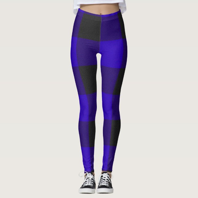 Buffalo Plaid Royal Blue Check Leggings (Front)
