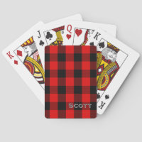 Buffalo Plaid Rustic Red Black Custom Monogram
