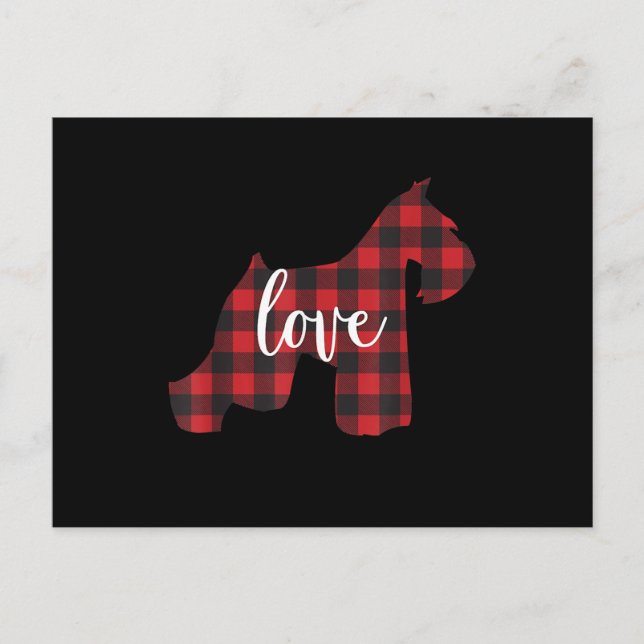 Buffalo plaid schnauzer mom love postcard (Front)