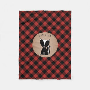 Buffalo Plaid Skunk Kids Fleece Blanket