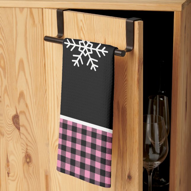 Buffalo Plaid Snowflake Kitchen Towel (Thirds Fold)