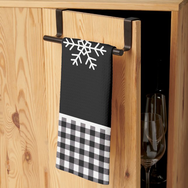 Buffalo Plaid Snowflake Kitchen Towel (Thirds Fold)