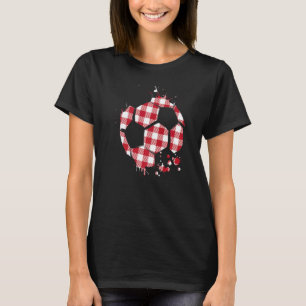 Buffalo Plaid Soccer Graphic Soccer Player Sports T-Shirt