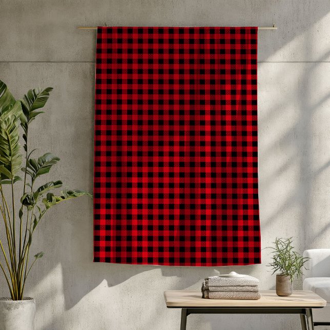 Buffalo Plaid Throw Red Black Lumberjack Vibes Fleece Blanket (Buffalo Plaid Throw Red Black Lumberjack Vibes Fleece Blanket)