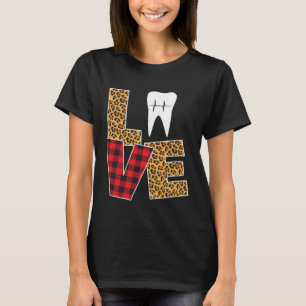 Buffalo Plaid Toothpaste & Tooth Dentist Valentine T-Shirt