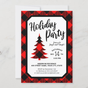 Buffalo Plaid Tree Fête Invitation