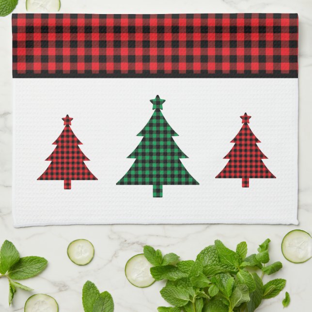 Buffalo Plaid Tree Kitchen Towel (Folded)