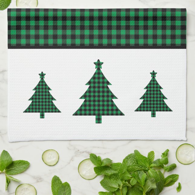 Buffalo Plaid Tree Kitchen Towel (Folded)
