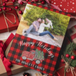 Buffalo Plaid Vintage Christmas Truck Photo Postcard<br><div class="desc">This design was created through digital art. It may be personalized by clicking the customize button and changing the photo, colour, adding a name, initials or your favourite words. Contact me at colorflowcreations@gmail.com if you with to have this design on another product. Purchase my original abstract acrylic painting for sale...</div>