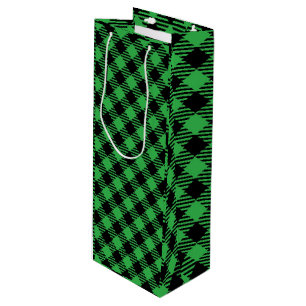 Buffalo Plaid Wine Gift Bag - Personalized Holiday