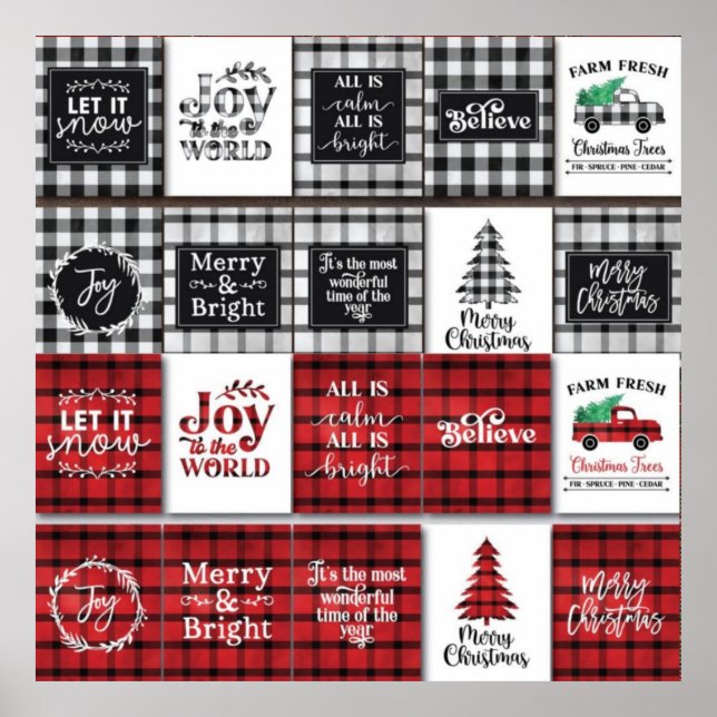 Buffalo Plaid with Christmas Quotes Poster (Front)