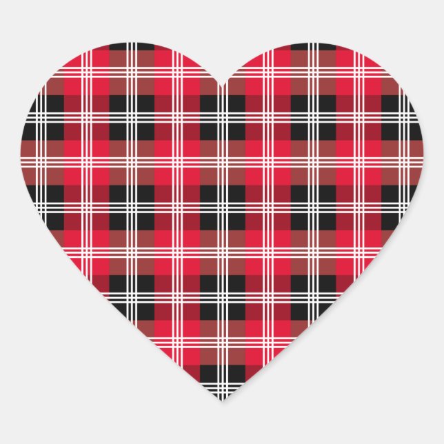 Buffalo plaid with white stripes heart sticker (Front)