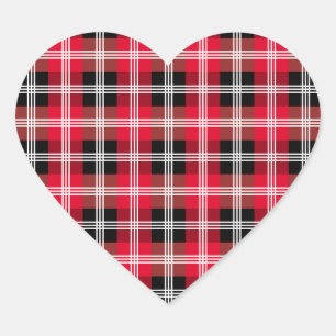Buffalo plaid with white stripes heart sticker