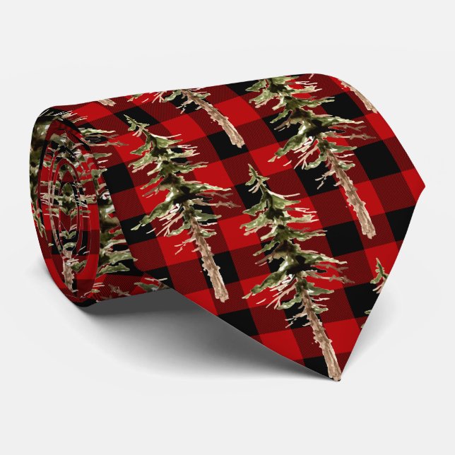 Buffalo Plaid Woodland Lumberjack Arborist Tie (Rolled)