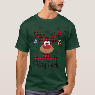 Buffalo Plaid XRay Tech Reindeer Christmas Xmas XR T-Shirt