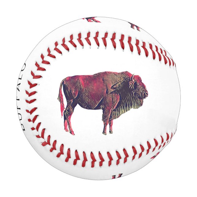 Buffalo Portrait Design For Bison or Wisent Animal Baseball (Front Left)