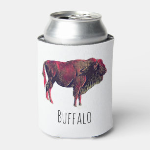 Buffalo Portrait Design For Bison or Wisent Animal Can Cooler