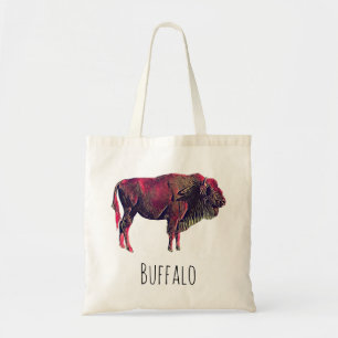 Buffalo Portrait Design For Bison or Wisent Animal Tote Bag